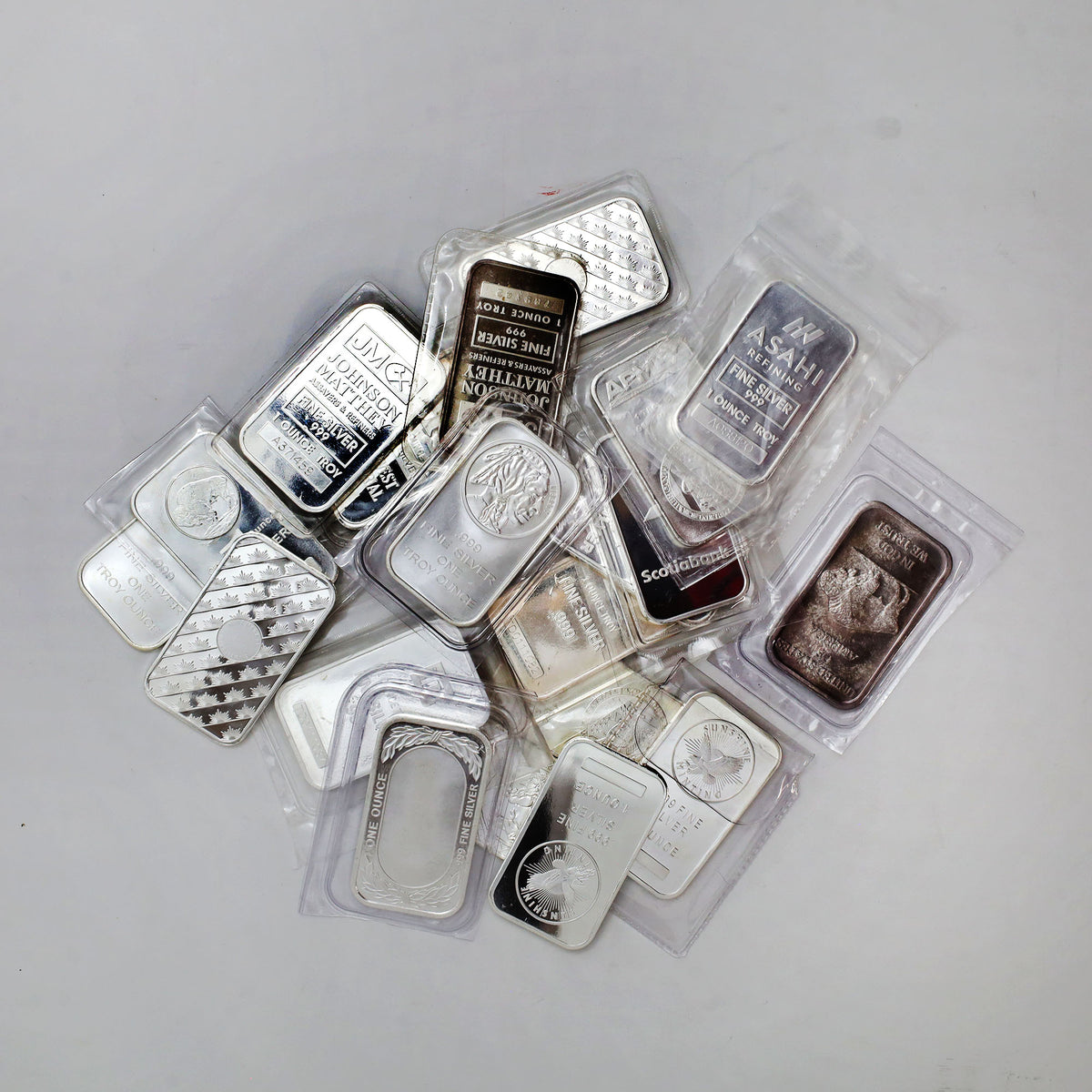 Mystery 1oz Silver Bars: 5x Bars, Guaranteed all different designs! 5pcs (No Tax)