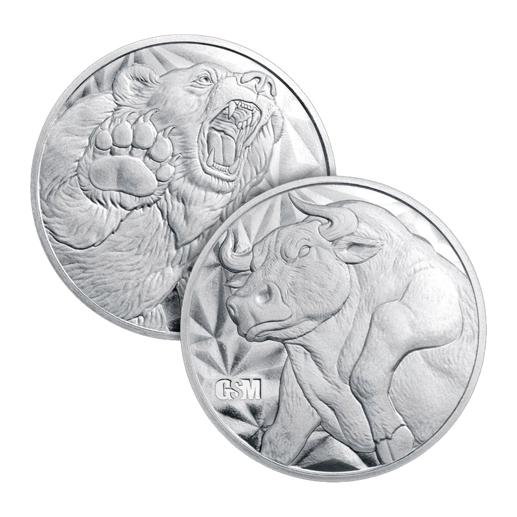 GSM Bull & Bear 1/2oz .999 Silver Fractional Round (No Tax)
