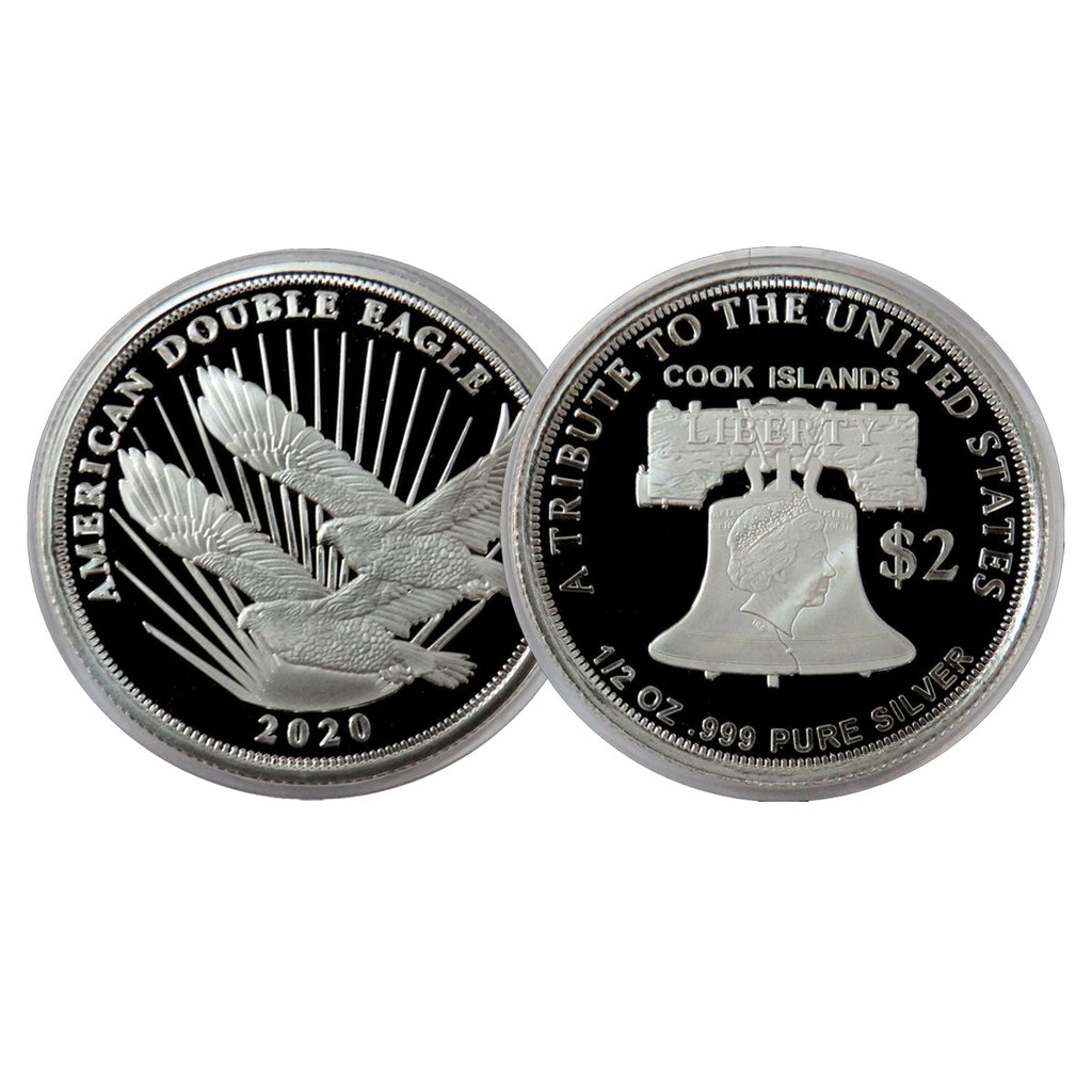 2020 Cook Islands $2 American Double Eagle 1/2oz .999 Silver (No Tax) May have scratch
