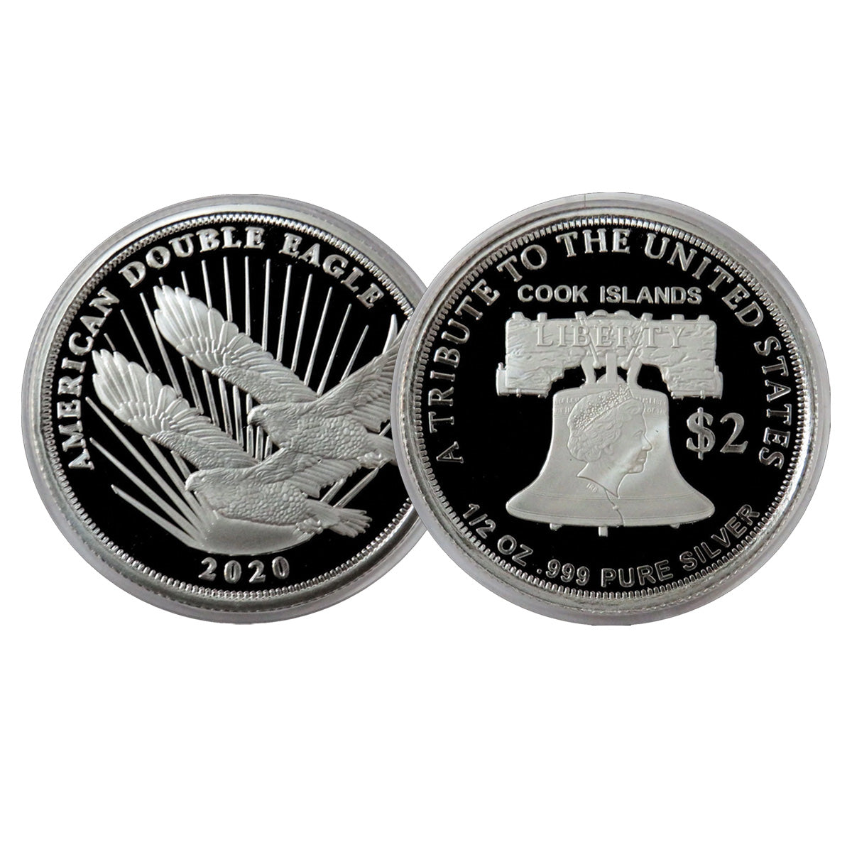 2020 Cook Islands $2 American Double Eagle 1/2oz .999 Silver (No Tax) May have scratch