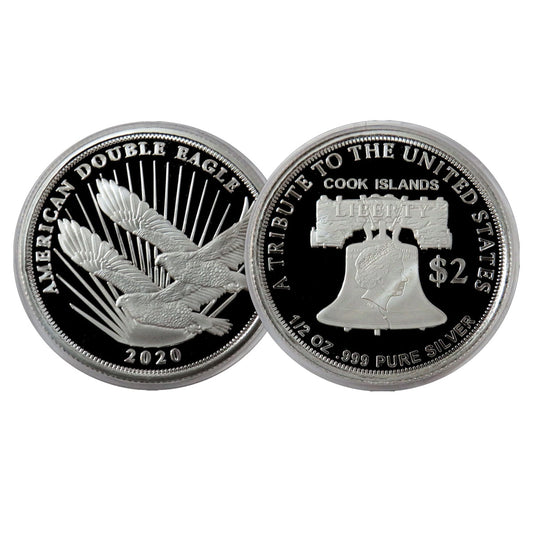 2020 Cook Islands $2 American Double Eagle 1/2oz .999 Silver (No Tax) May have scratch