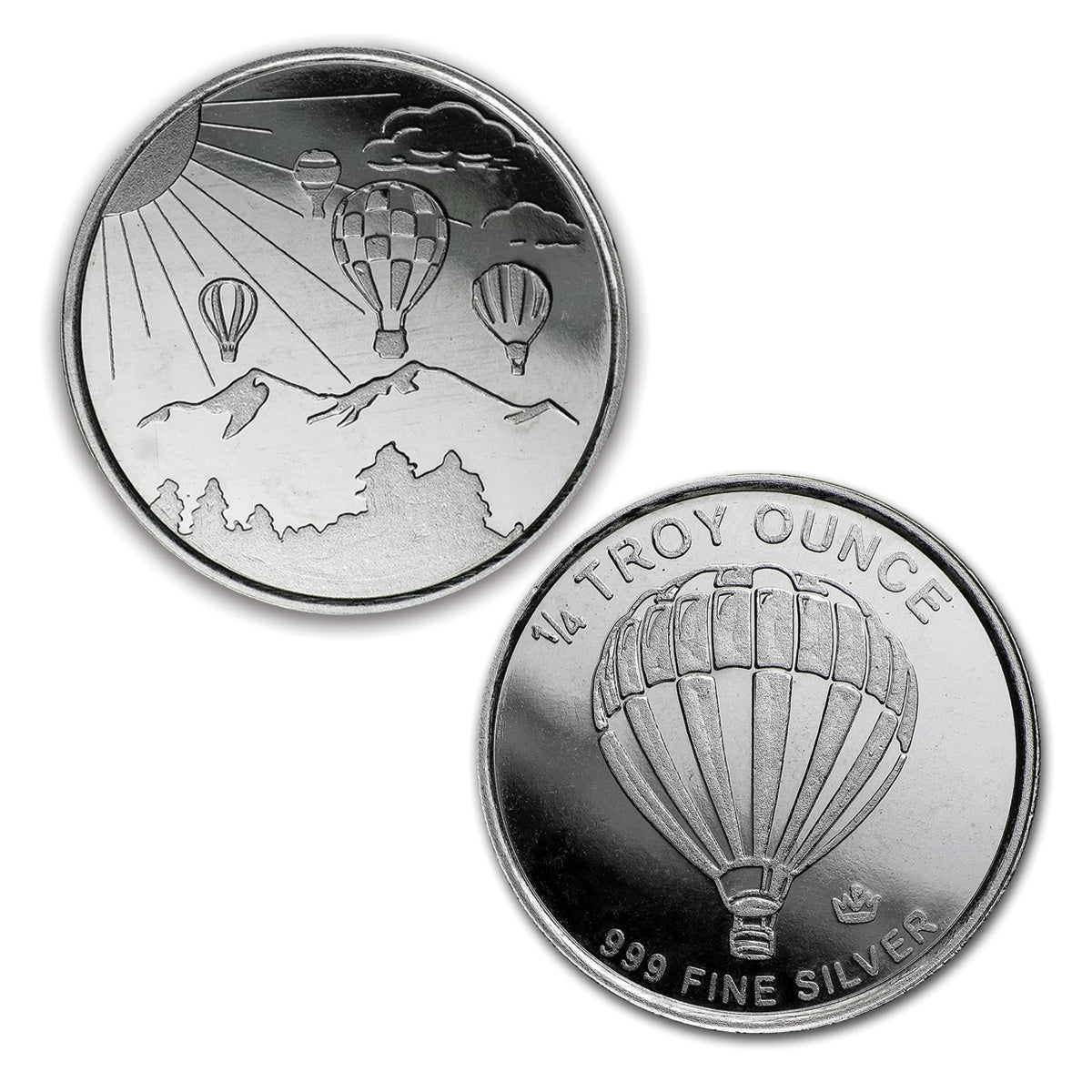 Monarch Hot Air Balloon 1/4oz .999 Silver Round (Tax Exempt) Scr/Light Toning