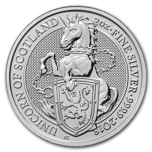2018 GB 5-Pound Queen's Beasts - The Unicorn 2oz. Silver (No Tax) Rim toning/Scuff