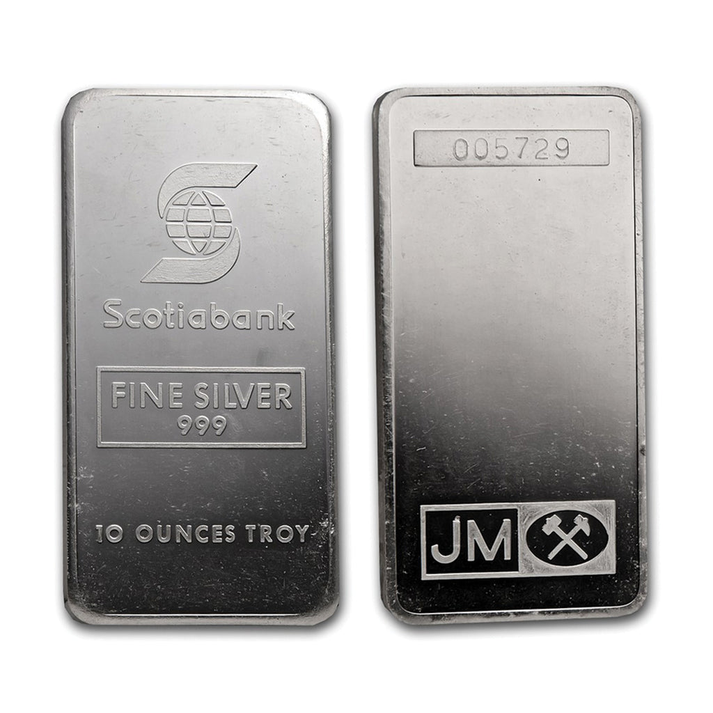 Vintage Scotiabank JM 10oz Silver Bar (No Tax) Mintage <10,000 - Lightly Toned