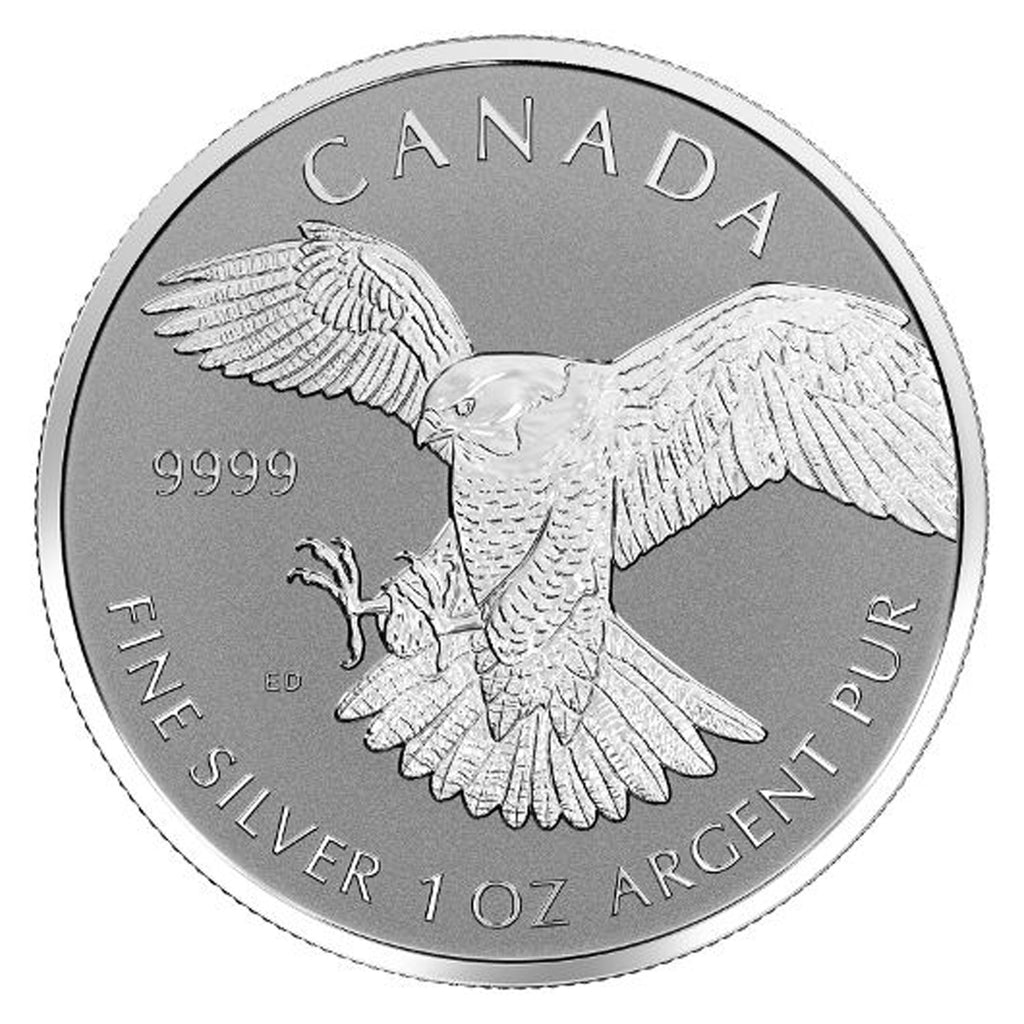 2016 Canada $5 Peregrine Falcon Reverse Proof 1oz Silver SEALED (No Tax) Tone Spot