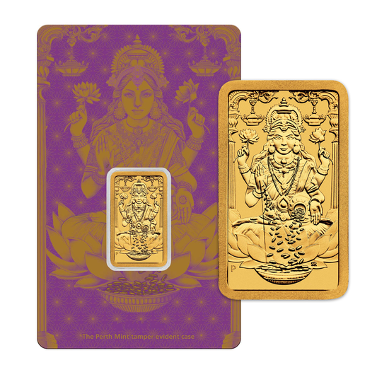 Celebrate Diwali Lakshmi 5 gram .9999 Fine Gold Bar (No Tax)