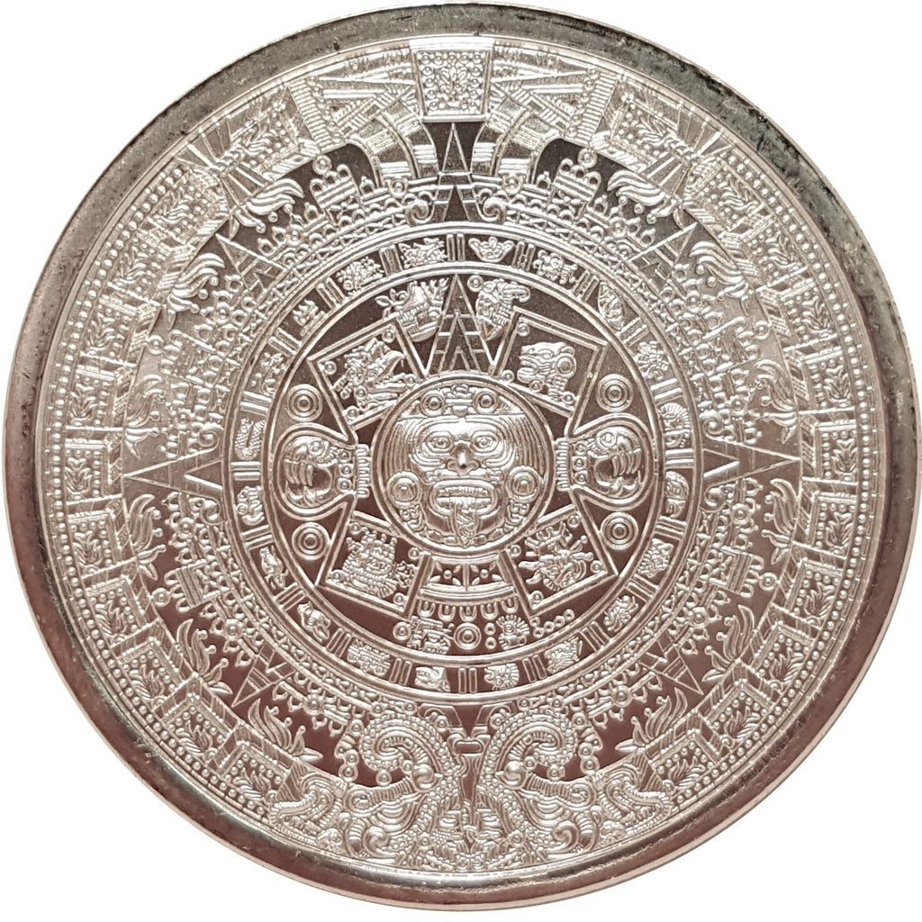 Aztec Calendar 1oz. .999 Silver Round (No Tax) Lightly Toned