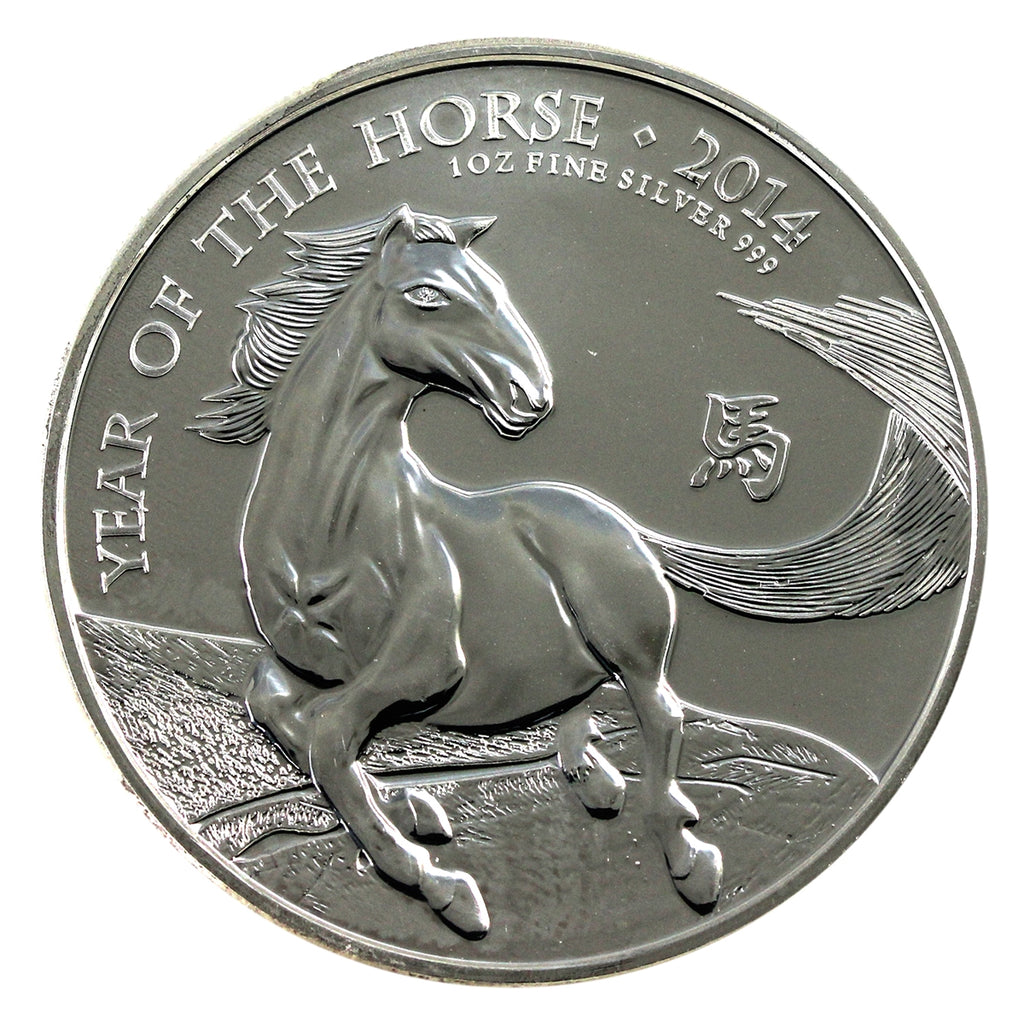 2014 Great Britain £2 Year of the Horse 1oz. .999 Silver (No Tax) Light Toning