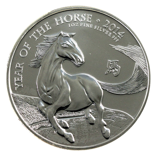 2014 Great Britain £2 Year of the Horse 1oz. .999 Silver (No Tax) Light Toning