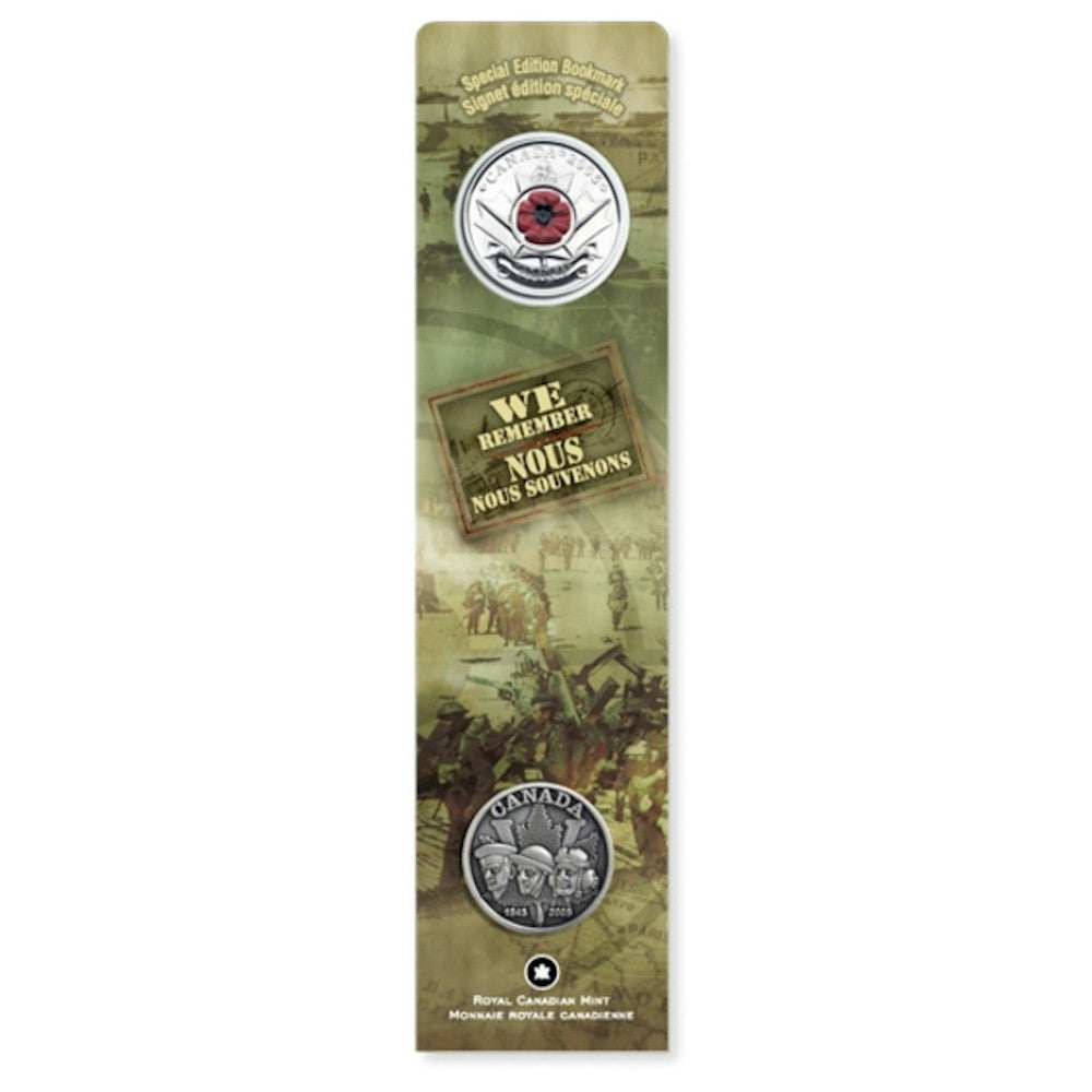 2005 Canada 25-cents Poppy Bookmark & Lapel Pin (May Be Toned)