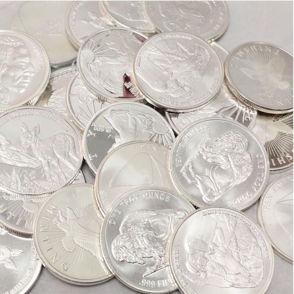 Assorted Silver 1oz. Rounds .999 Fine (mixed designs) No Tax - Scratches