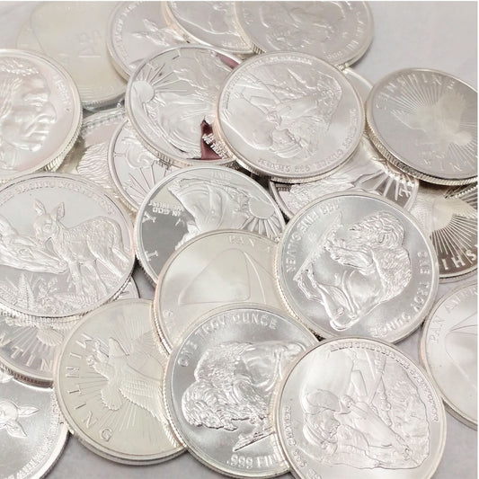 Assorted Silver 1oz. Rounds .999 Fine (mixed designs) No Tax - Scratches
