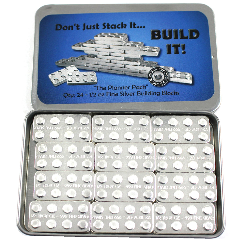 Set of 24x Monarch 1/2oz Building Blocks Set .999 Fine Silver. 24Pcs in Tin (No Tax)