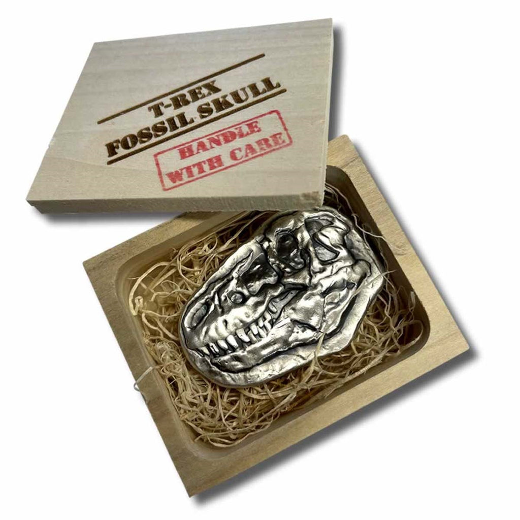 Monarch T-Rex Dinosaur Fossil 3oz. .999 Fine Silver Bar (No Tax) Toned