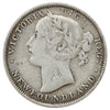 1865 Newfoundland 20-cents, Fine (F12) Scratched