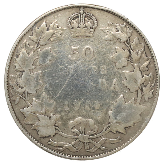 1914 Canada 50-cents G-VG (G6) Scratched, cleaned, or impaired