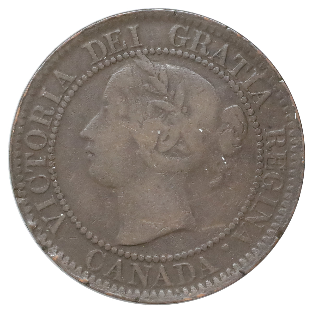 1859 Narrow 9 Canada 1-cent VG-F (VG10) Scratched, cleaned, or impaired
