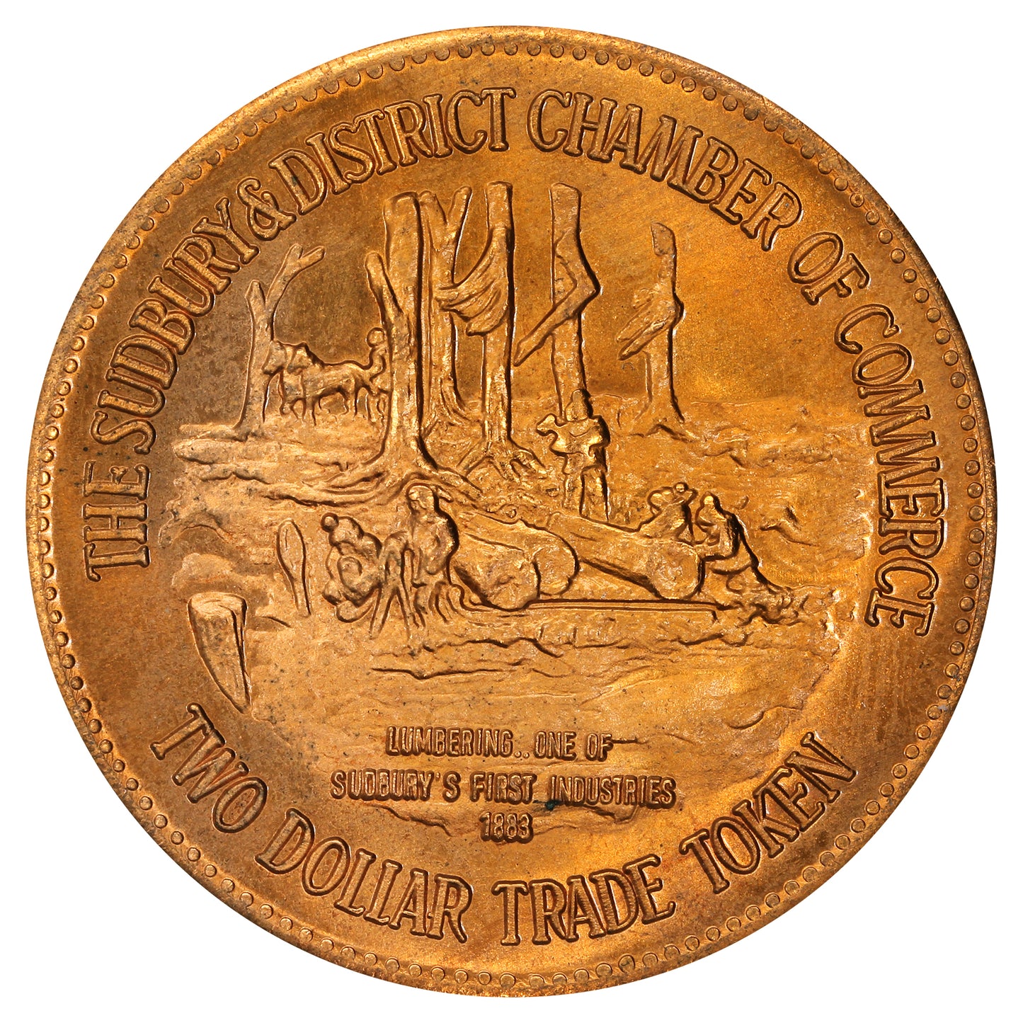 1981 Sudbury, Ontario, $2 Trade Token: Lumbering & Early Smelting