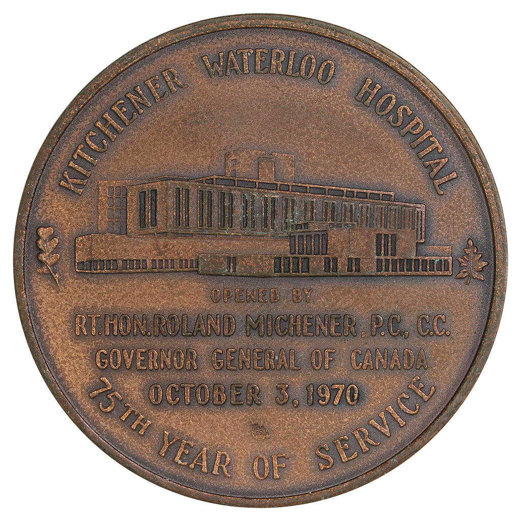 1970 Kitchener-Waterloo Hospital Opened by Governor General Michener Medallion