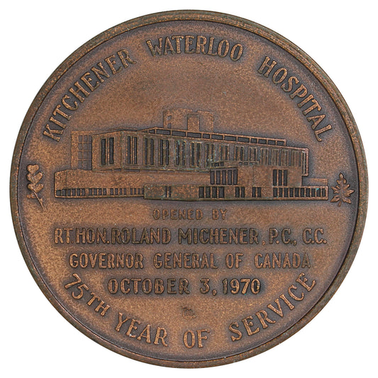 1970 Kitchener-Waterloo Hospital Opened by Governor General Michener Medallion