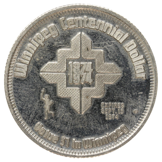 1974 Winnipeg Trade Dollar Token: Francis Evans Cornish & Stephen Juba, Runner Privy