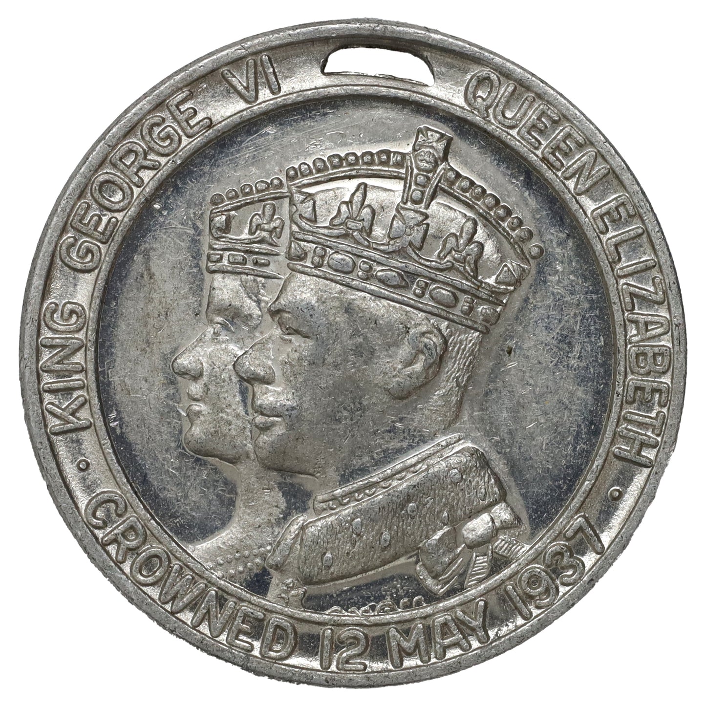 1937 George VI & Elizabeth Coronation Medallion with Ribbon: Fear God, Honour the King
