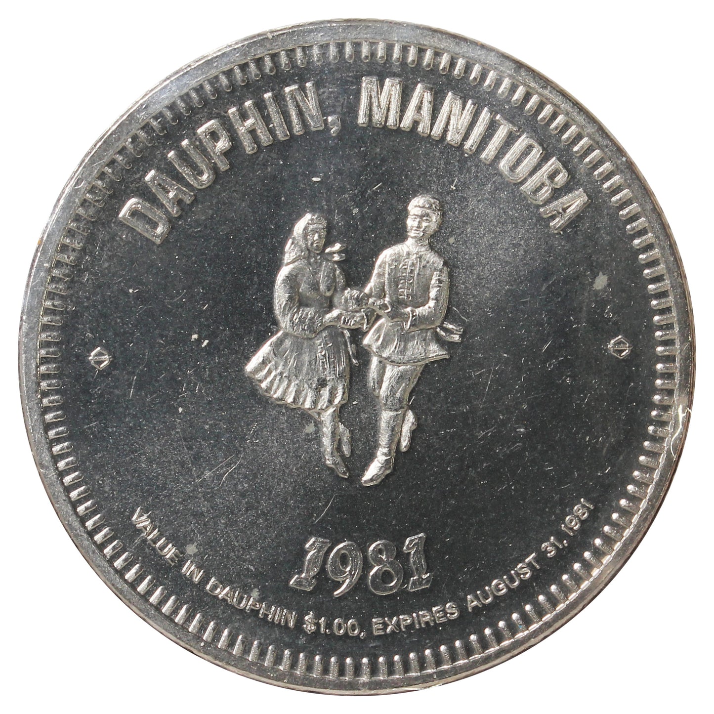 1981 Dauphin, Manitoba, Souvenir Dollar Trade Token: National Ukrainian Festival