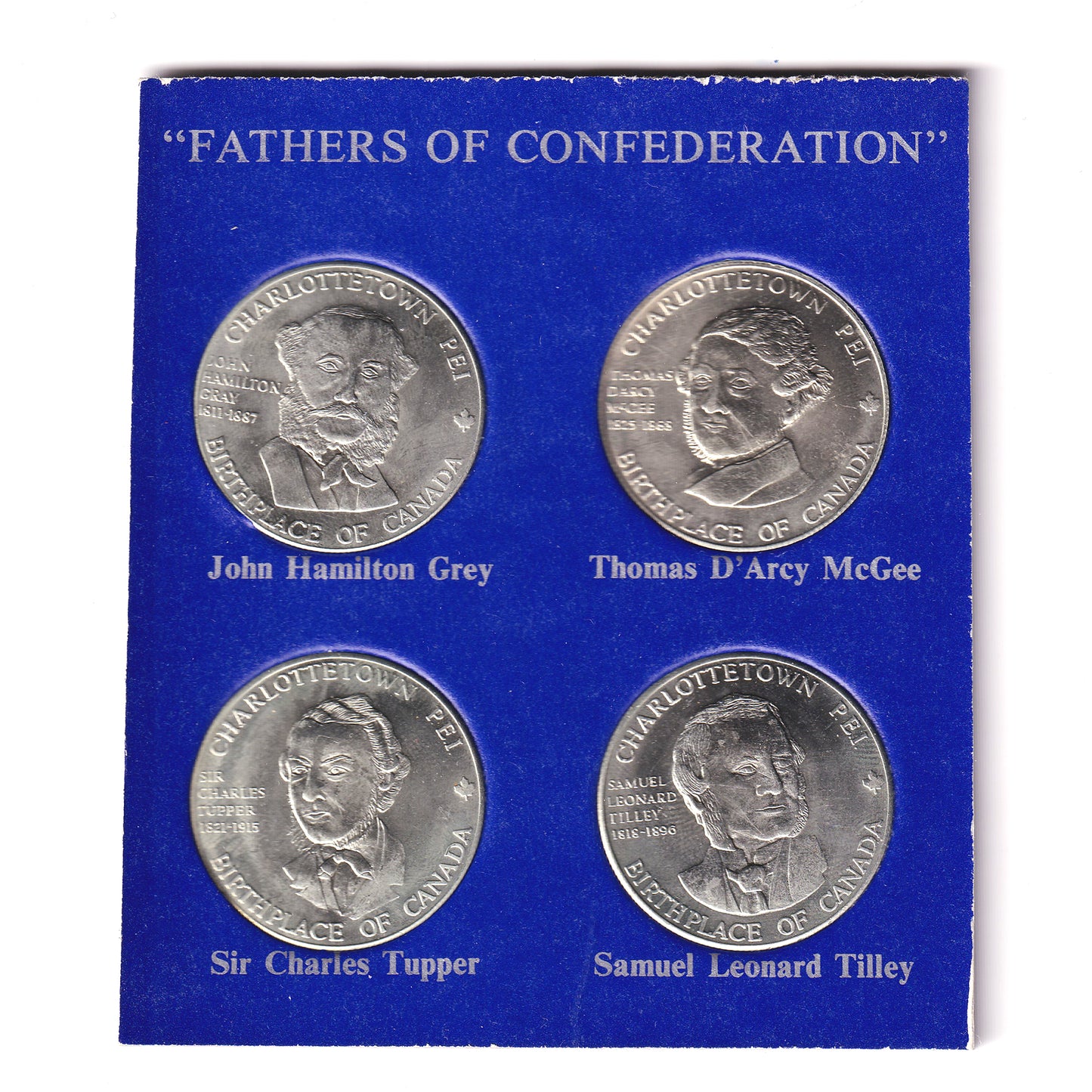 Set of 4x Charlottetown, PEI, Fathers of Confederation Trade Dollars, 4Pcs in Folder
