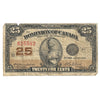 DC-24d 1923 25-cent Shinplaster, Campbell-Clark, VG-F (VG10) Tears, Holes or Impaired