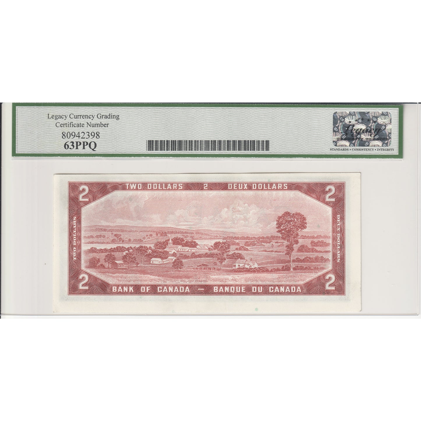 BC-38b 1954 Canada $2 Beattie-Rasminsky, N/R, Legacy Certified CUNC63 PPQ