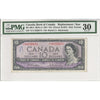 BC-40bA 1954 Canada $10 B-R, Modified, Replacement, *U/T PMG Cert. VF-30