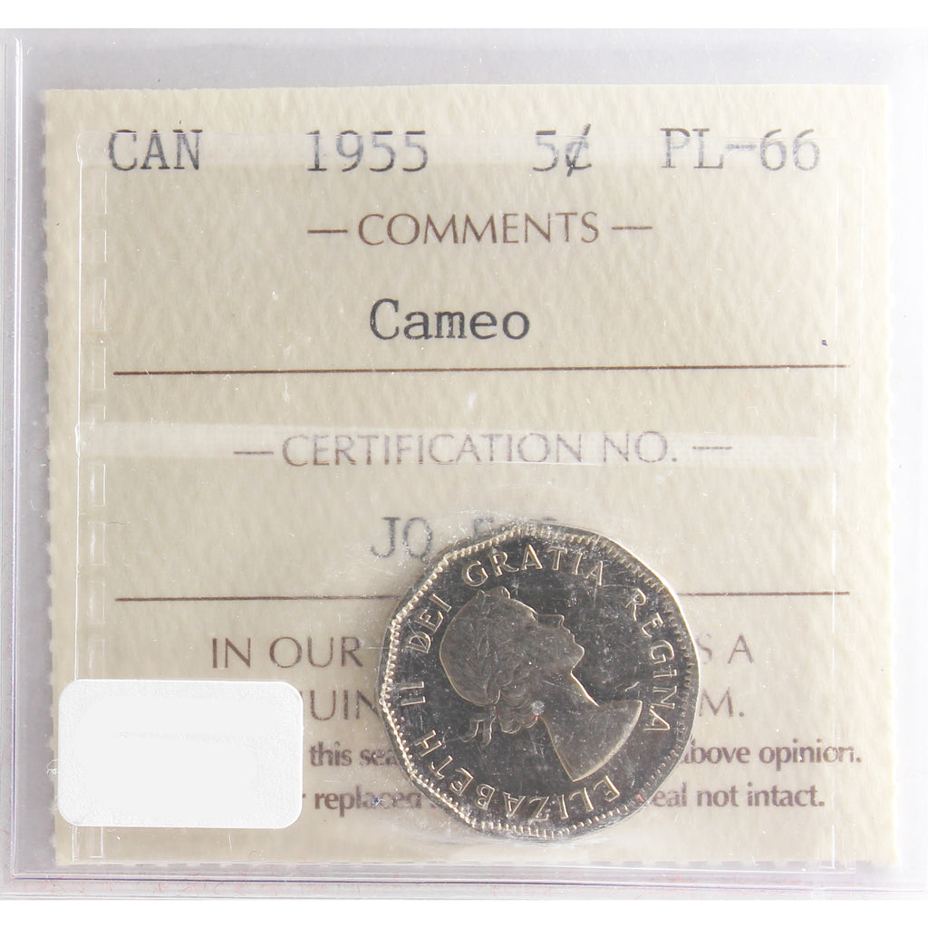 1955 Canada 5-cents ICCS Certified PL-66 Cameo