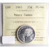 1965 Canada 25-cents ICCS Certified PL66 Heavy Cameo