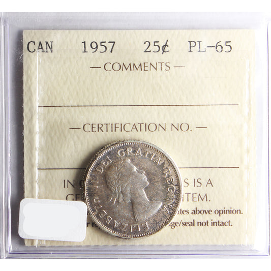 1957 Canada 25-cents ICCS Certified PL-65