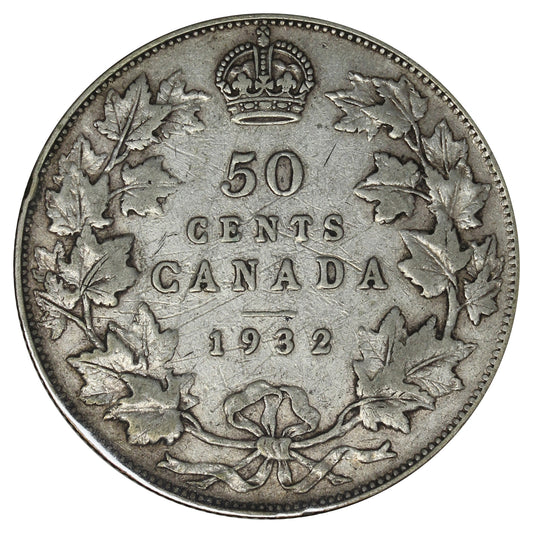 1932 Canada 50-cents F-VF (F15) Scatched, marks, or impaired