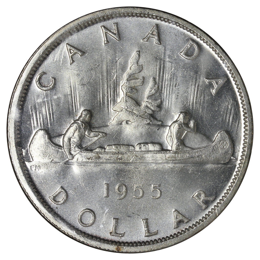 1955 Canada Dollar UNC+ (MS62) Scratched, marks, or impaired