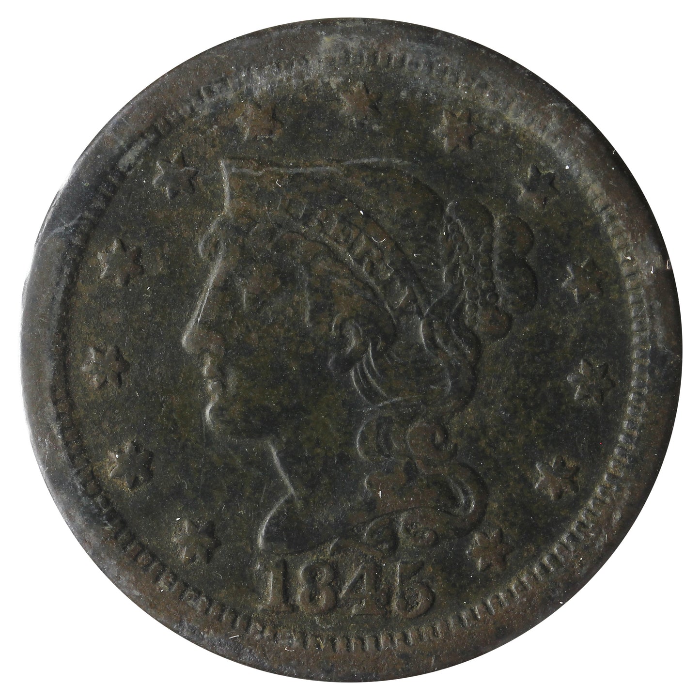 1845 USA Cent Very Fine (VF20) Corrosion