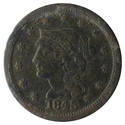 1845 USA Cent Very Fine (VF-20) Corrosion