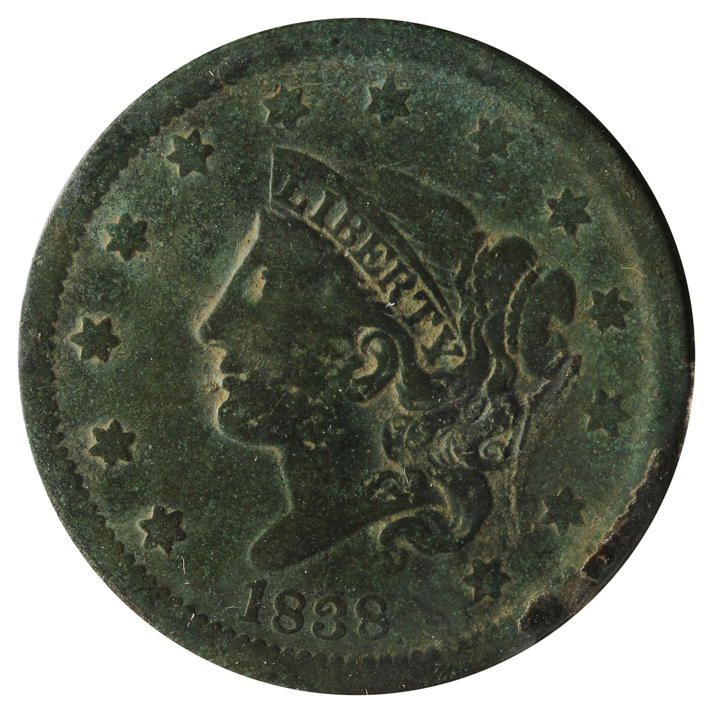 1838 USA Cent VG-F (VG10) Impaired