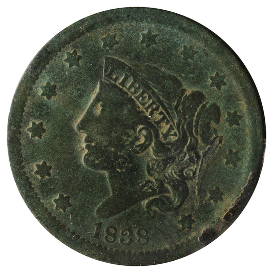 1838 USA Cent VG-F (VG-10) Impaired