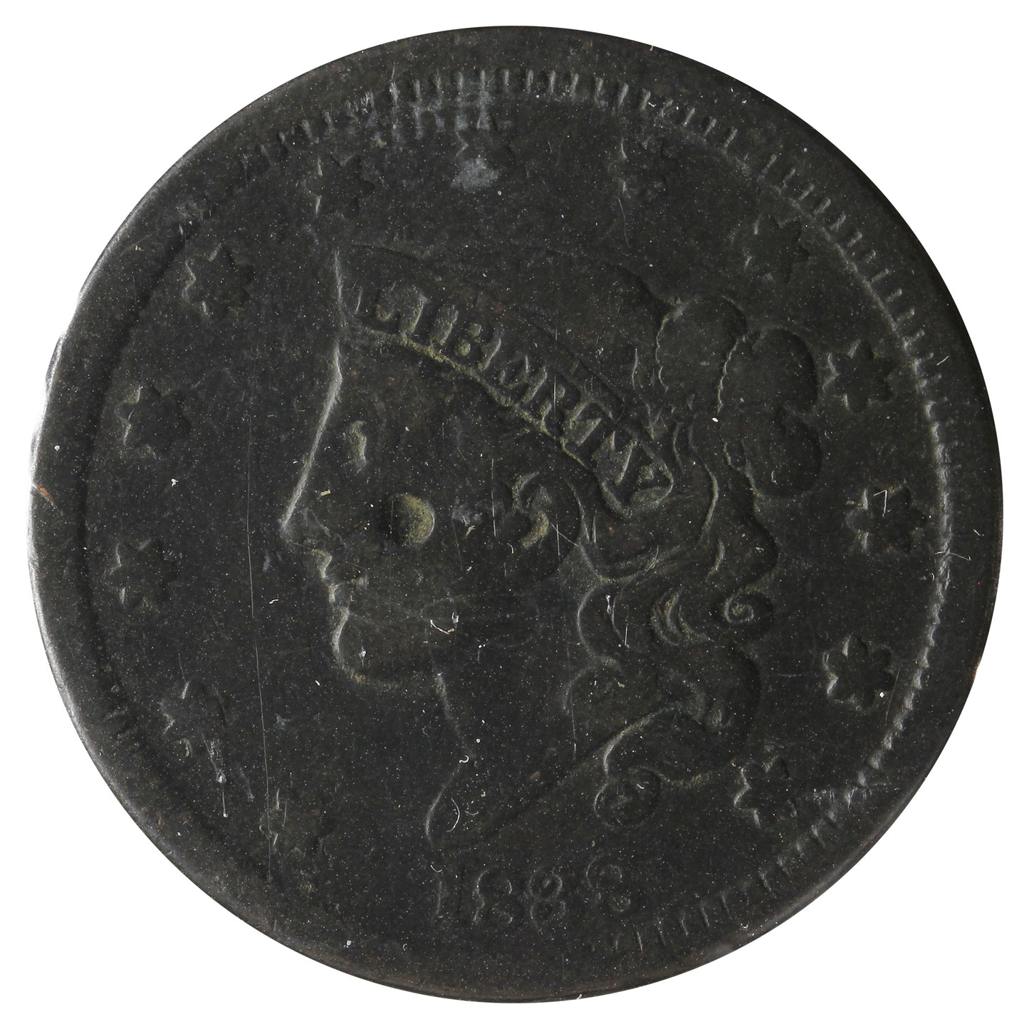 1838 USA Cent VG-F (VG10) Impaired