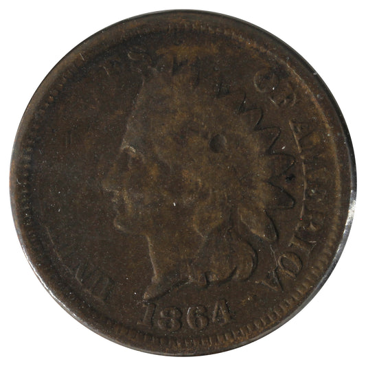 1864 Var. 3 No L USA Cent G-VG (G6) Scratched, Cleaned, or Impaired