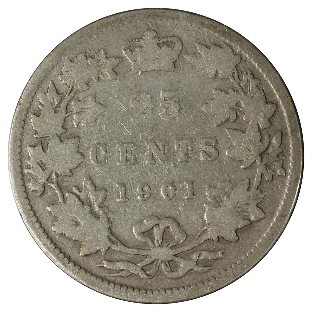 1901 Canada 25-cents G-VG (G6) Scratched, Cleaned, or Impaired
