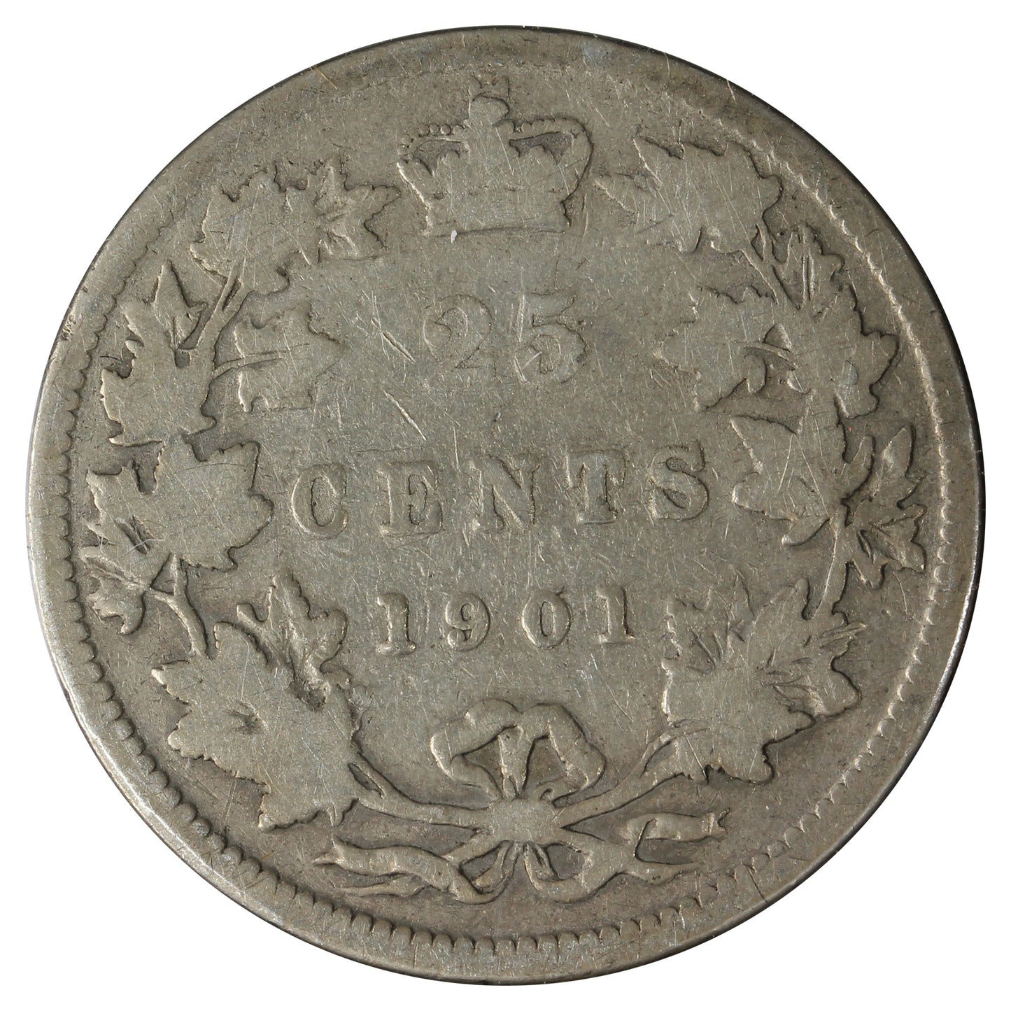 1901 Canada 25-cents G-VG (G6) Scratched, Cleaned, or Impaired