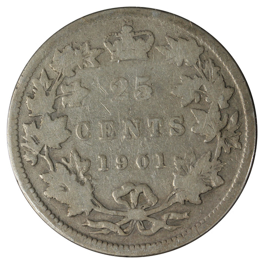1901 Canada 25-cents G-VG (G6) Scratched, Cleaned, or Impaired