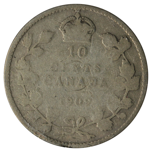 1909 Victorian Leaves Canada 10-cents About Good (AG-3) Scratched, Cleaned, or Impaired