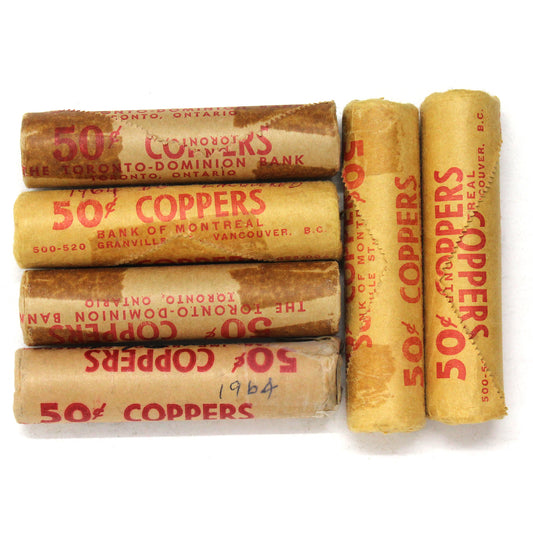 Lot of 6x 1964 Canada 1-Cent Rolls, 6 Rolls (Sold as is)