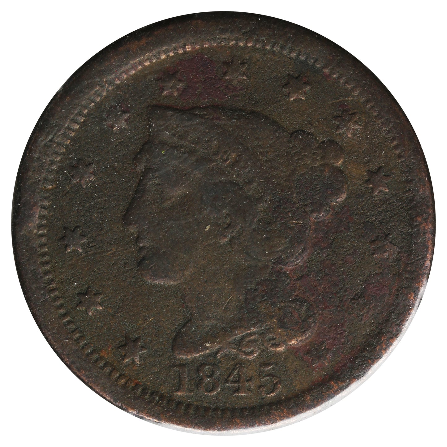 1845 USA Cent VG-F (VG-10) Impaired