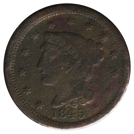 1845 USA Cent VG-F (VG-10) Impaired