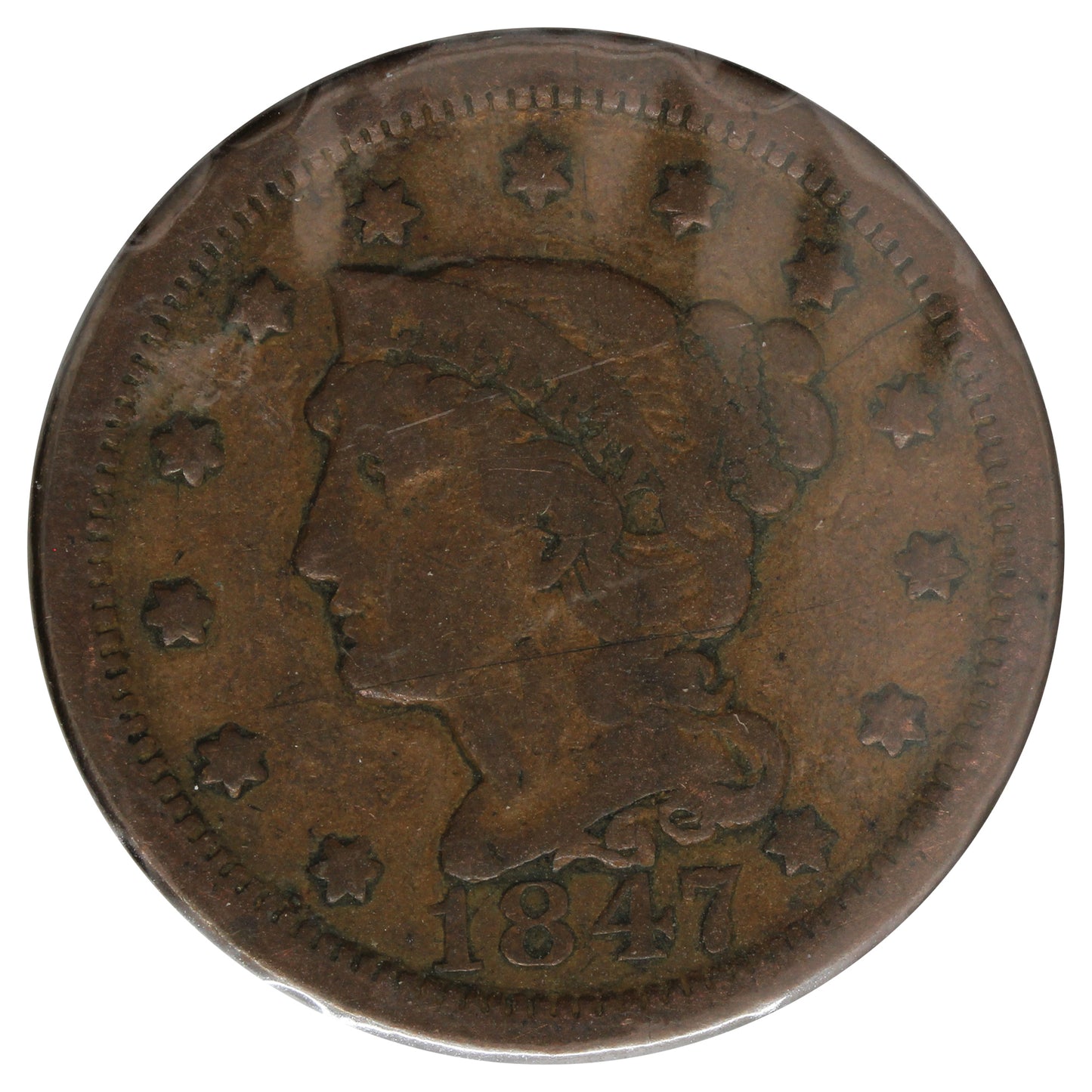 1847 USA Cent Fine (F-12) Impaired